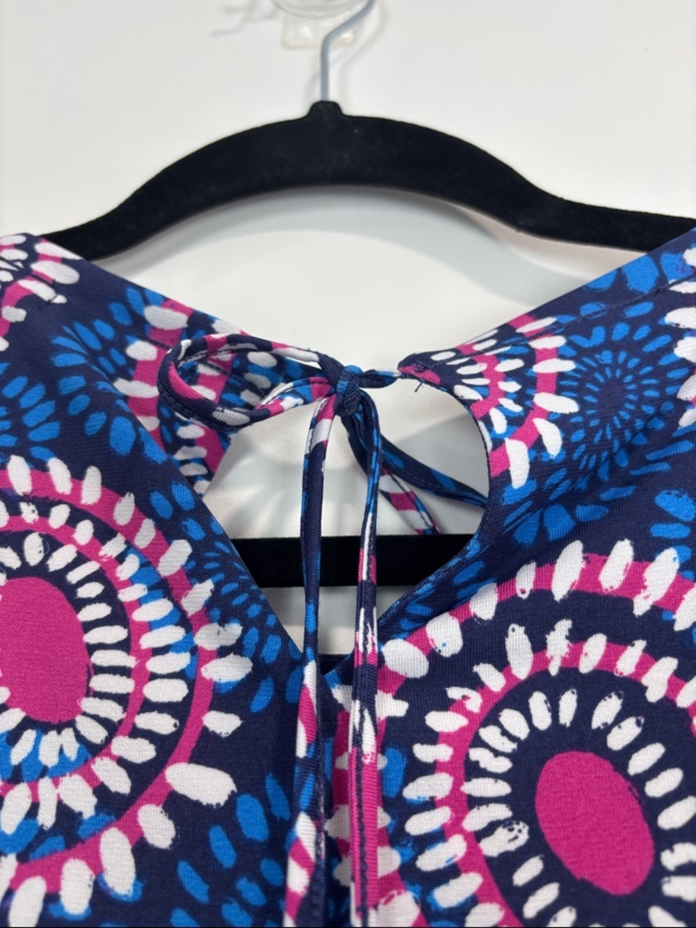 Hatley Blue Pink Geometric Print Sleeveless Dress Size XL Boho Tassel Summer - Picture 8 of 14